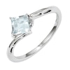 Thumbnail Image 0 of 5.0mm Princess-Cut Aquamarine and Diamond Accent Promise Ring in Sterling Silver
