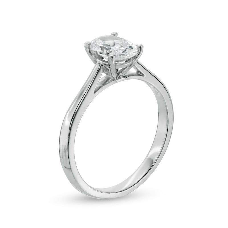 1 CT. Certified Oval Diamond Solitaire Engagement Ring in 14K White Gold (I/I2)
