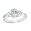 Thumbnail Image 0 of Oval Aquamarine and Diamond Accent Heart Sides Promise Ring in Sterling Silver