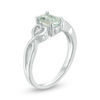 Thumbnail Image 1 of Oval Aquamarine and Diamond Accent Heart Sides Promise Ring in Sterling Silver
