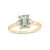 Thumbnail Image 0 of Emerald-Cut Aquamarine and 1/10 CT. T.W. Diamond Ring in 10K Gold