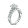 Thumbnail Image 1 of 3/4 CT. T.W. Oval Diamond Double Frame Twist Vintage-Style Bridal Set in 14K White Gold