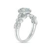Thumbnail Image 2 of Oval Aquamarine and 1/5 CT. T.W. Diamond Frame Vintage-Style Bridal Set in 10K White Gold