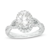 Thumbnail Image 0 of Vera Wang Love Collection 2-1/2 CT. T.W. Certified Oval Diamond Frame Twist Engagement Ring in 14K White Gold (I/SI2)
