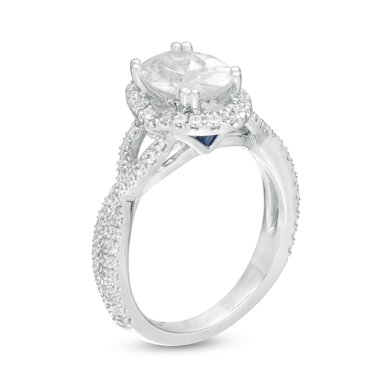 Vera Wang Love Collection 2-1/2 CT. T.W. Certified Oval Diamond Frame Twist Engagement Ring in 14K White Gold (I/SI2)