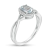 Thumbnail Image 2 of Oval Aquamarine and 1/15 CT. T.W. Diamond Frame Twist Shank Ring in 10K White Gold