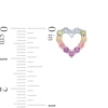 Thumbnail Image 2 of Simulated Light Multi-Color Sapphire Heart Outline Stud Earrings in Sterling Silver
