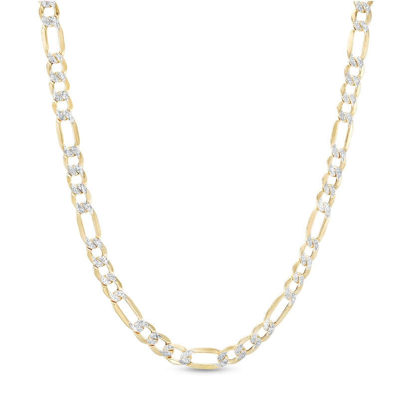 Italian Gold Men's 5.7mm Diamond-Cut Figaro Chain Necklace in Hollow 10K Two-Tone Gold - 22"