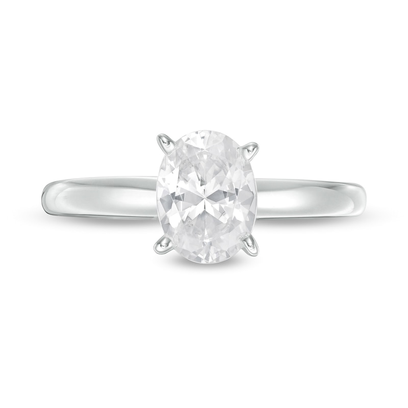 1 CT. T.W. Certified Oval Diamond Solitaire Engagement Ring in 14K White Gold (I/I2)