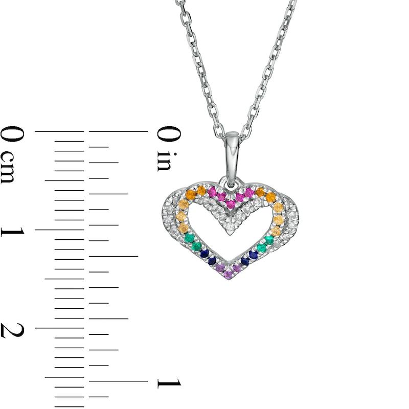 The Kindred Heart from Vera Wang Love Collection Multi-Gemstone and Diamond Overlay Pride Pendant in Sterling Silver