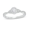 Thumbnail Image 0 of 1/3 CT. T.W. Oval Diamond Frame Twist Shank Engagement Ring in 14K White Gold (I/SI2)