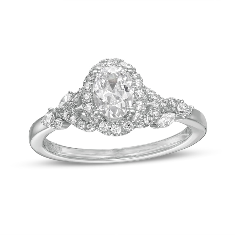 Vera Wang Love Collection 3/4 CT. T.W. Oval Diamond Frame Engagement Ring in 14K White Gold