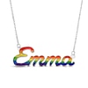 Thumbnail Image 0 of Rainbow Enamel Script Name Necklace in Sterling Silver (1 Line)