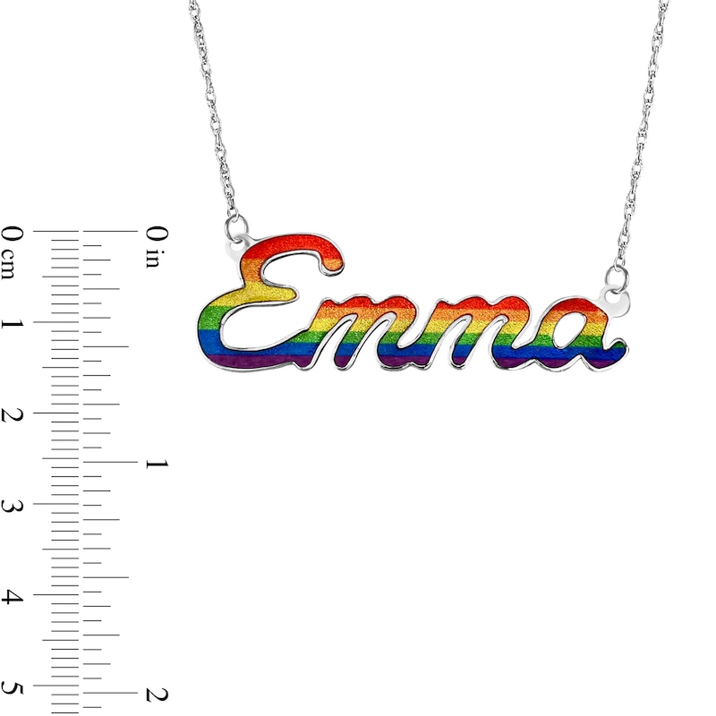 Rainbow Enamel Script Name Necklace in Sterling Silver (1 Line)