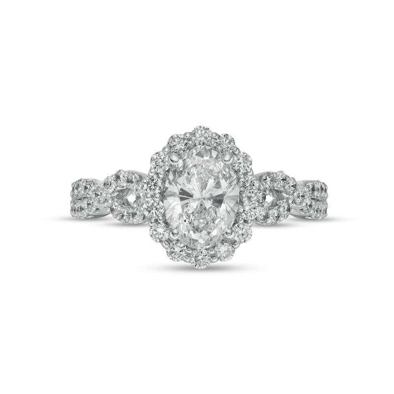 TRUE Lab-Created Diamonds by Vera Wang Love 1-5/8 CT. T.W. Twist Shank Engagement Ring in 14K White Gold (F/VS2)