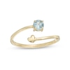 Thumbnail Image 0 of 4.0mm Aquamarine and Polished Heart Open Wrap Ring in 10K Gold