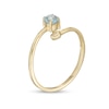 Thumbnail Image 2 of 4.0mm Aquamarine and Polished Heart Open Wrap Ring in 10K Gold