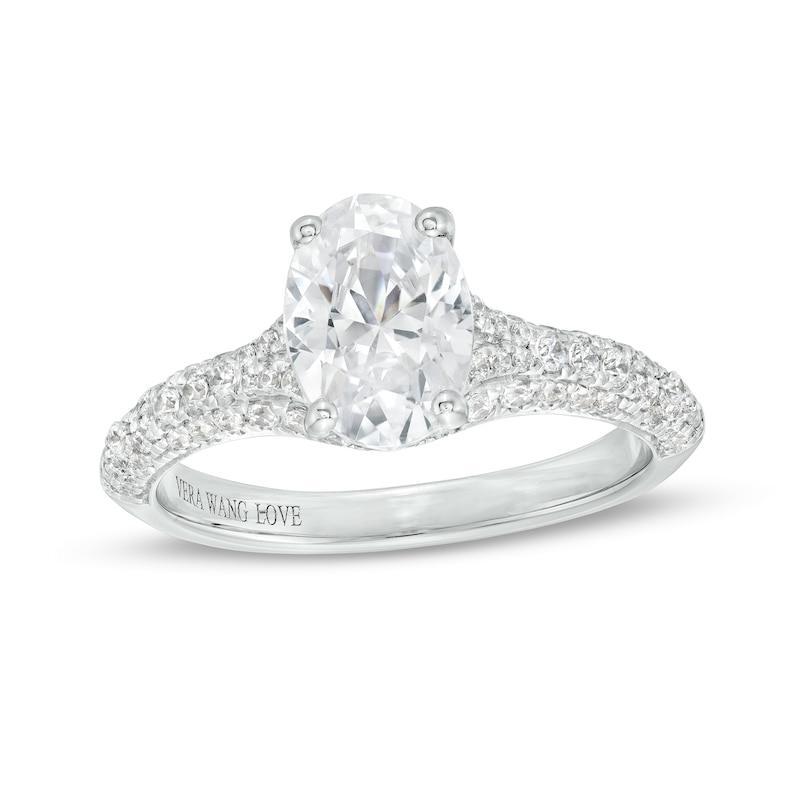 Vera Wang Love Collection 1-7/8 CT. T.W. Certified Oval Diamond Split Shank Engagement Ring in 14K White Gold (I/SI2)