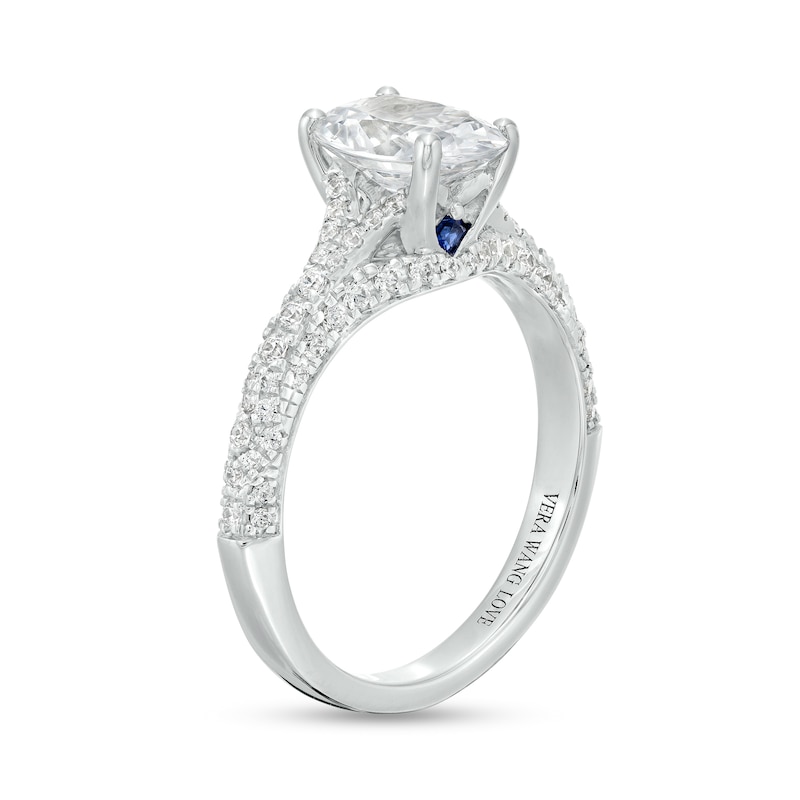 Vera Wang Love Collection 1-7/8 CT. T.W. Certified Oval Diamond Split Shank Engagement Ring in 14K White Gold (I/SI2)