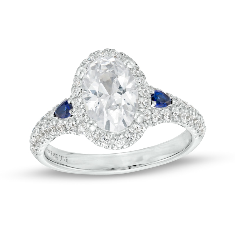 Vera Wang Love Collection 2 CT. T.W. Certified Oval Diamond Frame Engagement Ring in 14K White Gold (I/SI2)