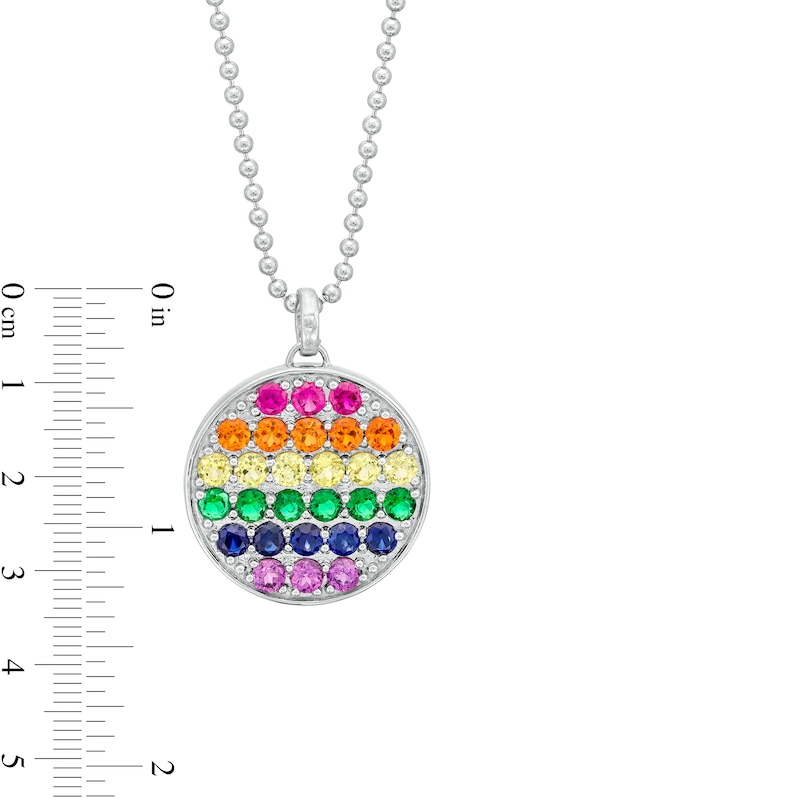Vera Wang Love Collection Multi-Gemstone Pride Medallion Pendant in Sterling Silver – 20"