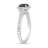 Thumbnail Image 1 of Enchanted Disney Cinderella Princess-Cut London Blue Topaz and 3/8 CT. T.W. Diamond Engagement Ring in 14K White Gold