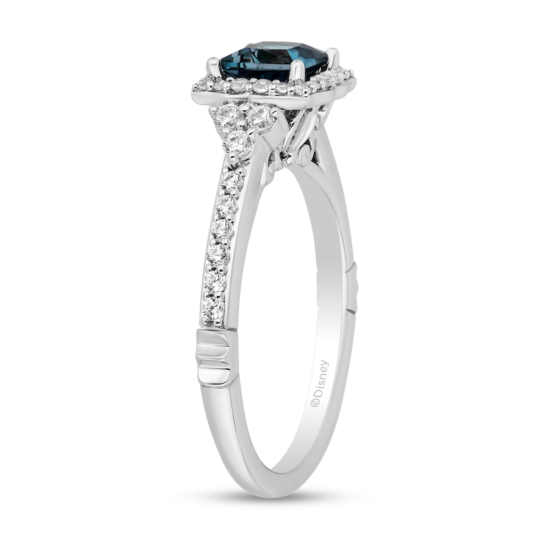 Enchanted Disney Cinderella Princess-Cut London Blue Topaz and 3/8 CT. T.W. Diamond Engagement Ring in 14K White Gold