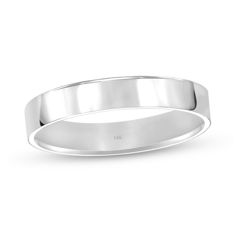 4.0mm Engravable Flat Anniversary Band in 14K White Gold (1 Line)