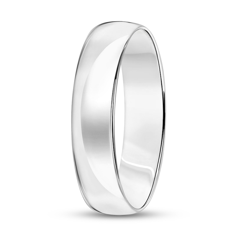 5.0mm Engravable Low Dome Comfort-Fit Wedding Band in 14K White Gold (1 Line)