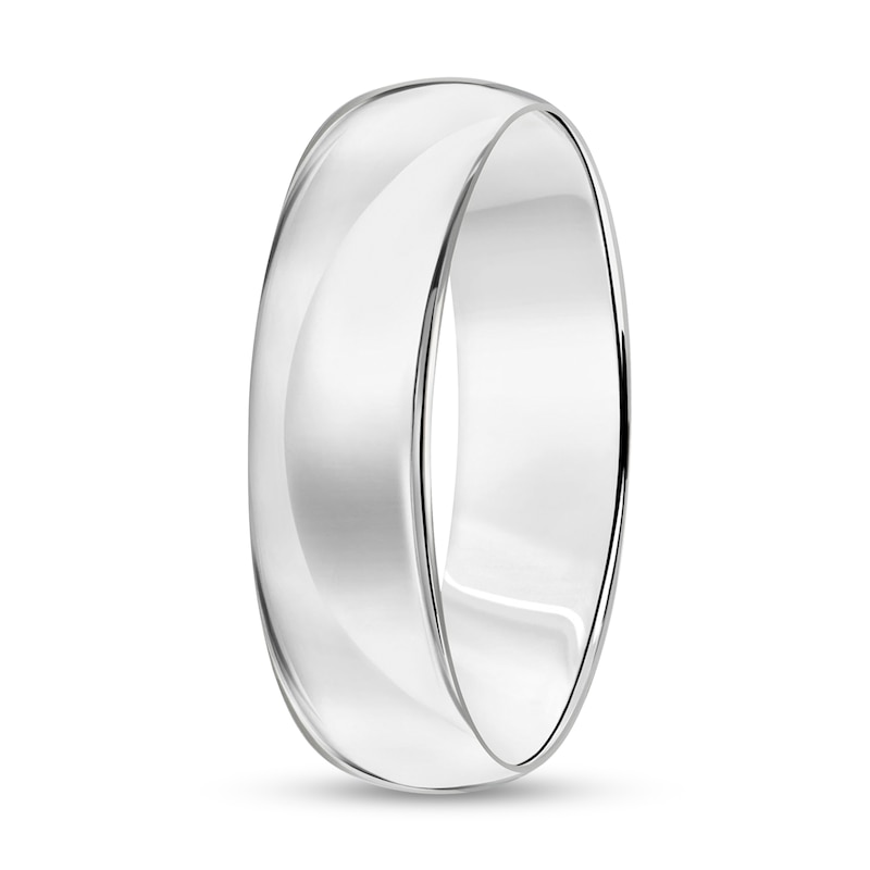 6.0mm Engravable Low Dome Comfort-Fit Wedding Band in 14K White Gold (1 Line)
