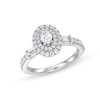 Thumbnail Image 0 of Vera Wang Love Collection 3/4 CT. T.W. Oval Diamond Double Frame Engagement Ring in 14K White Gold (I/SI2)