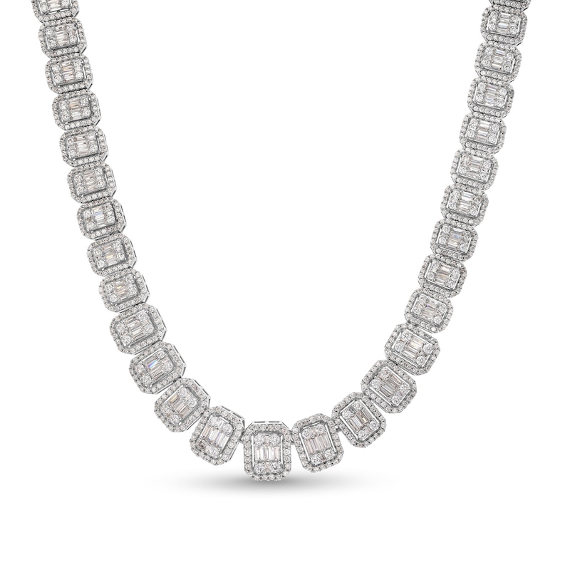 21.58 CT. T.W. Lab-Created Diamond Octagonal Composite Necklace in 10K White Gold (F/SI2)