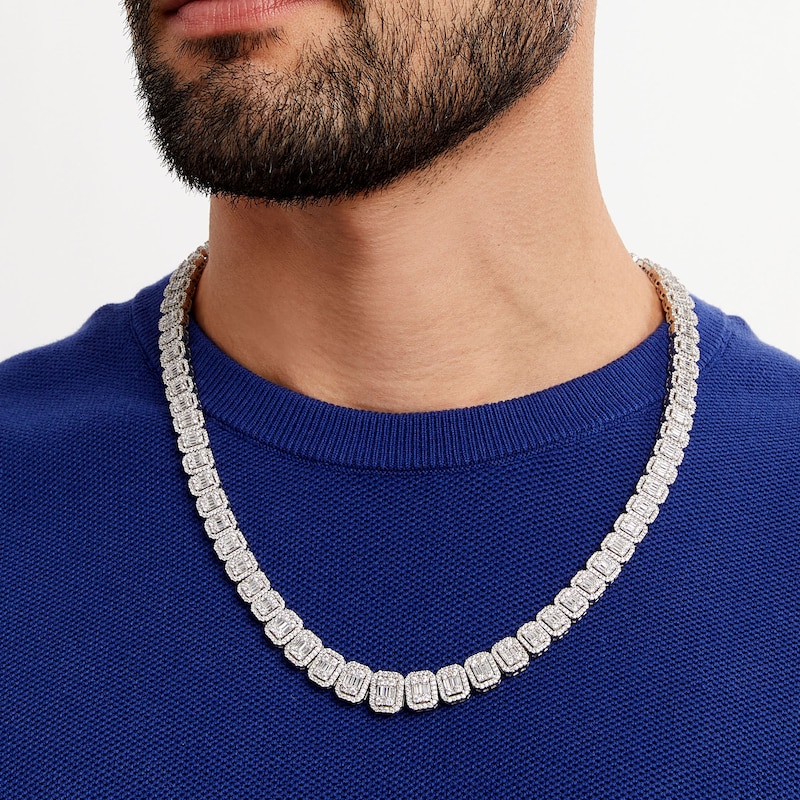 21.58 CT. T.W. Lab-Created Diamond Octagonal Composite Necklace in 10K White Gold (F/SI2)