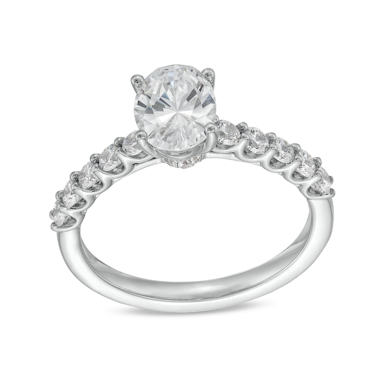 1-1/2 CT. T.W. Certified Oval Lab-Created Diamond Engagement Ring in 14K White Gold (I/SI2)