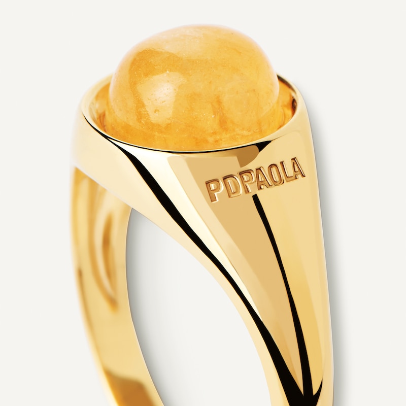 PDPAOLA™ at Zales 8.0mm Aventurine Solitaire Ring in Sterling Silver with 18K Gold Plate
