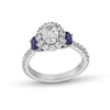 Thumbnail Image 0 of Vera Wang Love Collection 1-1/2 CT. T.W. Oval Diamond Frame with Sapphire Collar Engagement Ring in 14K White Gold