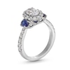 Thumbnail Image 1 of Vera Wang Love Collection 1-1/2 CT. T.W. Oval Diamond Frame with Sapphire Collar Engagement Ring in 14K White Gold