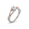 Thumbnail Image 2 of Enchanted Disney Belle 3/4 CT. T.W. Oval Diamond Crossover Rose Shank Engagement Ring in 14K Two-Tone Gold